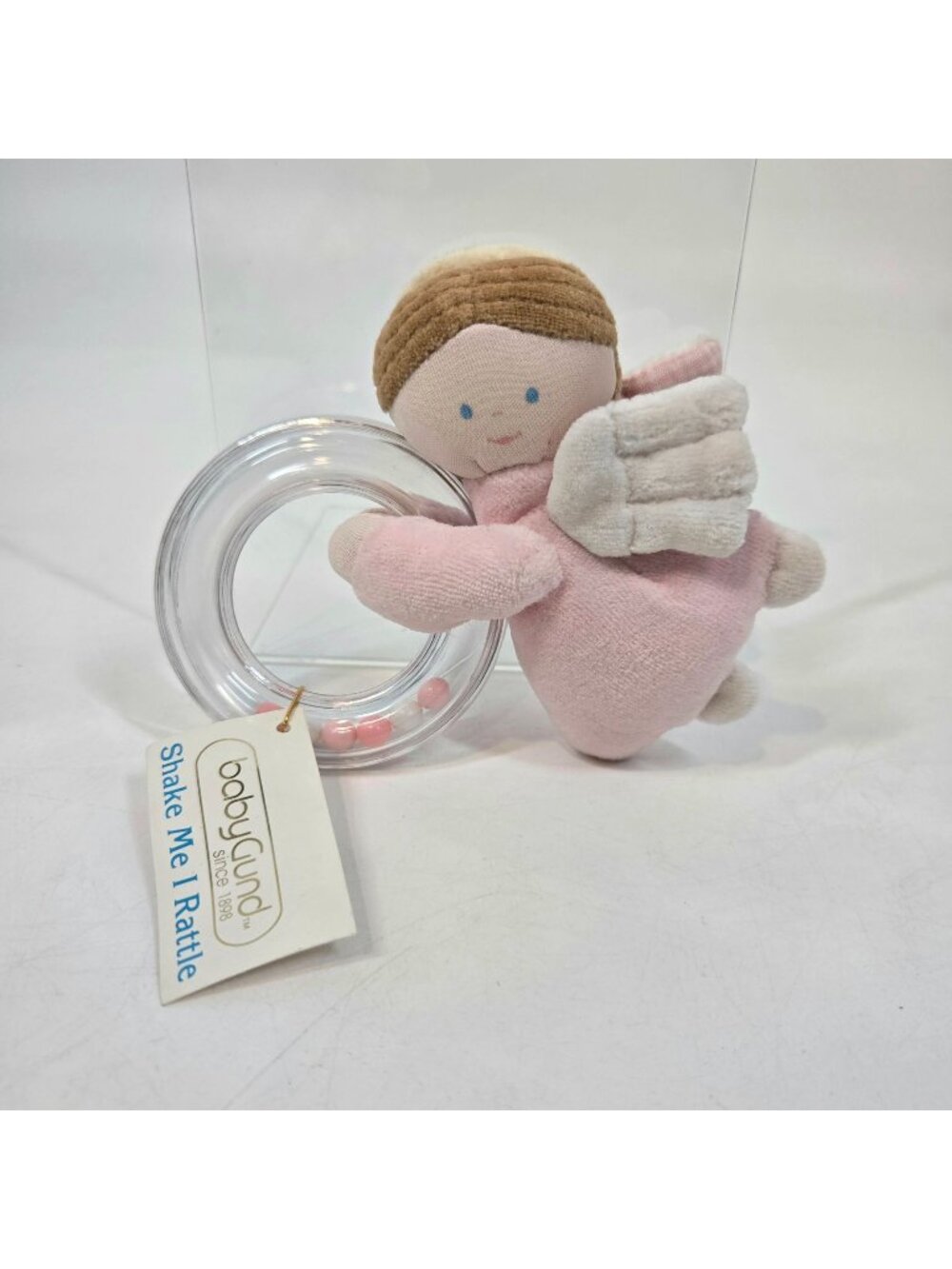 Baby Gund Angel Ring-A-Ding Rattle Plush Baby Toy Small Girl Pink with Paper Tag